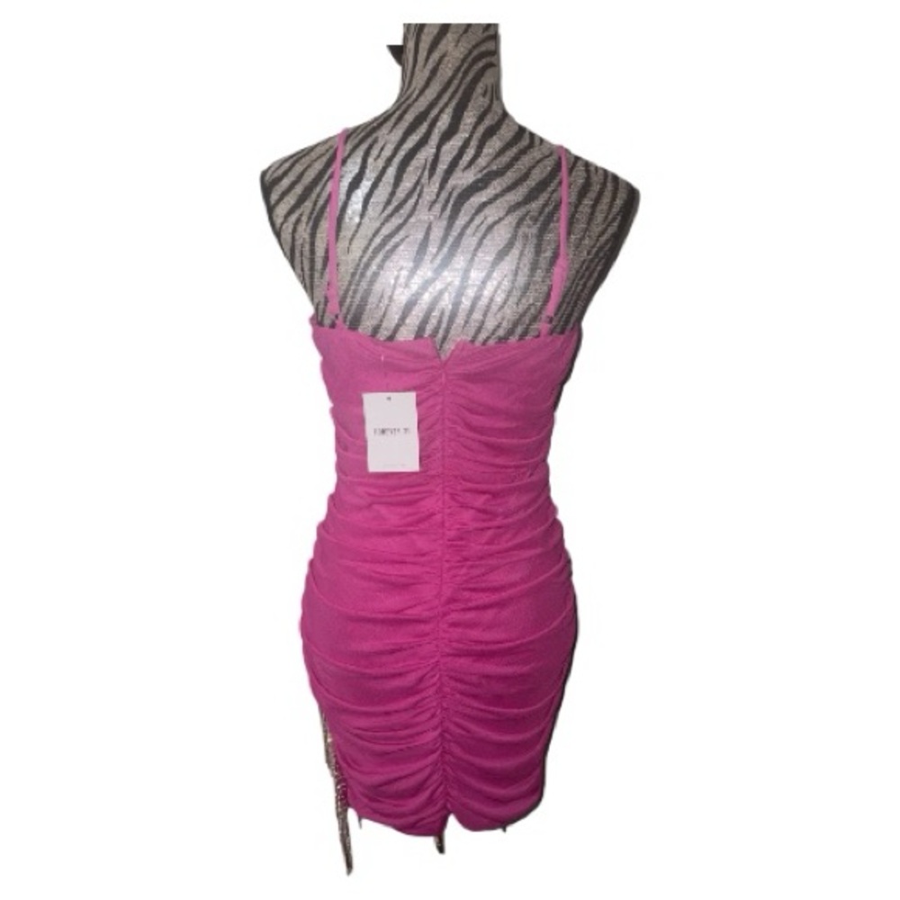 Forever 21 Fuchsia Ruched Rhinestone Mini Dress - Picture 4 of 8